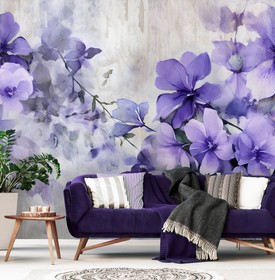 Wall mural Consalnet Violet Romantic Painted Flowers 14752