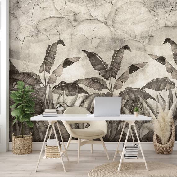 Wall mural Consalnet Imitation nature concrete leaves II 14531