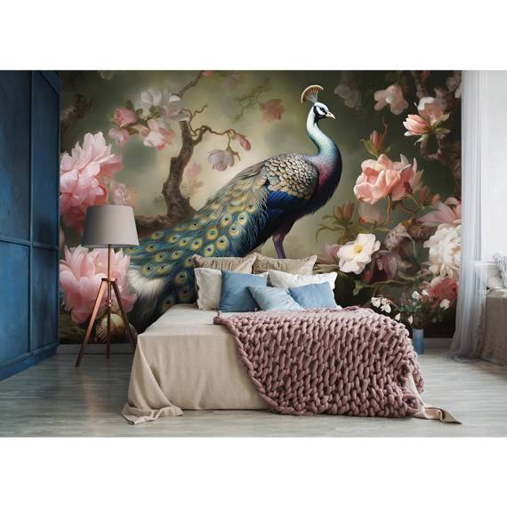 Wall mural Consalnet Peacock in Roses 14721