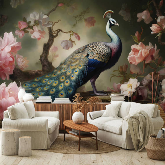 Wall mural Consalnet Peacock in Roses 14721