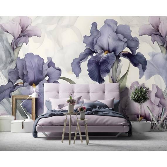 Wall mural Consalnet Violet Flowers Irises 3D 14755