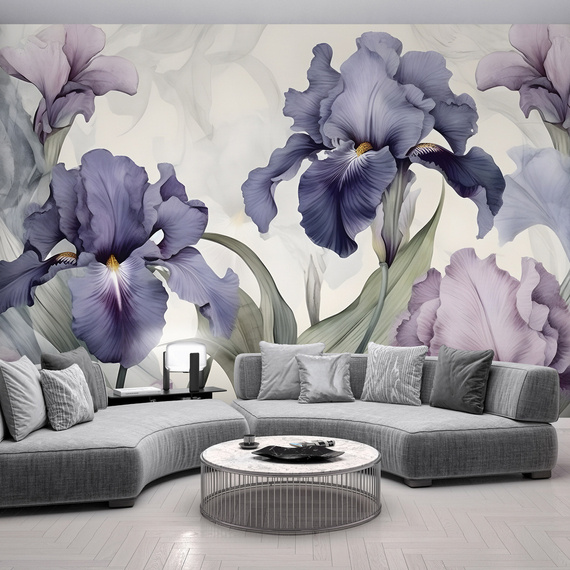 Wall mural Consalnet Violet Flowers Irises 3D 14755