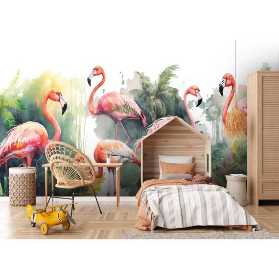 Wall mural Consalnet Watercolor Flamingos 14558