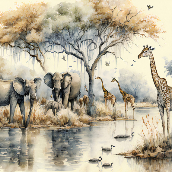 Wall mural Consalnet Watercolor Safari 14571