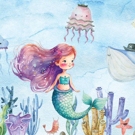 Wall mural Consalnet Watercolor mermaid II 14683