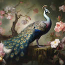 Wall mural Consalnet Peacock in Roses 14721