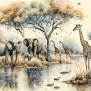 Wall mural Consalnet Watercolor Safari 14571