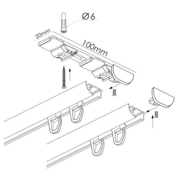 Creativa Szyna okrągła aluminiowa podwójna komplet ZD2-400/2 (400 cm) 